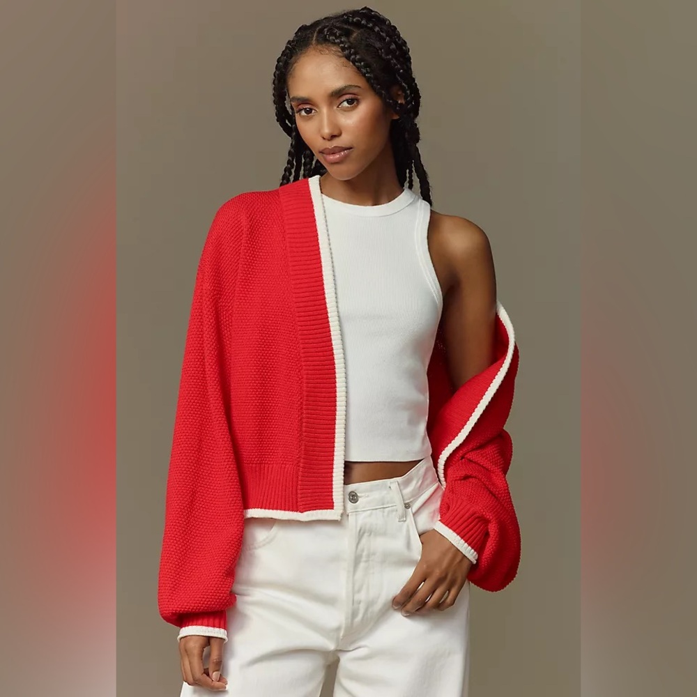 Anthropologie The Livvy Waffle Knit Cardigan Sweater